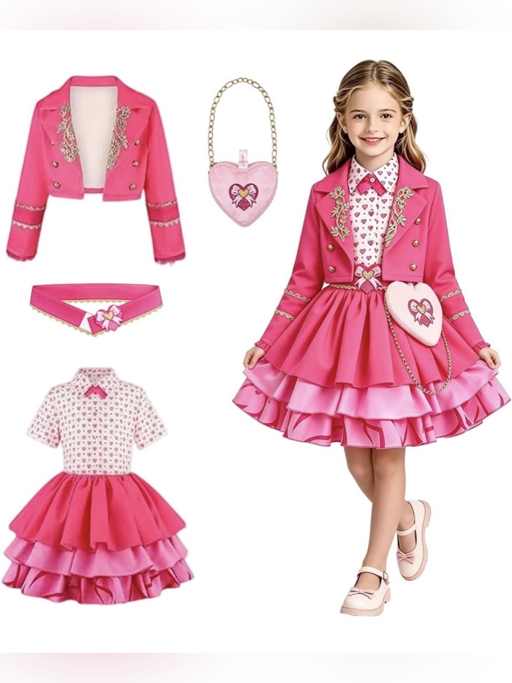 Pink Queen Girls Halloween Costume Set Size 5-6Y, NWT
